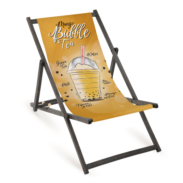 Holz-Liegestühle Mango Bubble Tea mit schwarzem Gestell