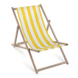 Holz-Liegestuhl Gelb-Weiße Streifen mit grauem Gestell