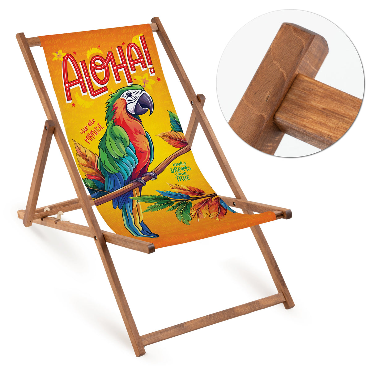 Liegestuhl ALOHA PAPUGA aus Holz – brauner Rahmen