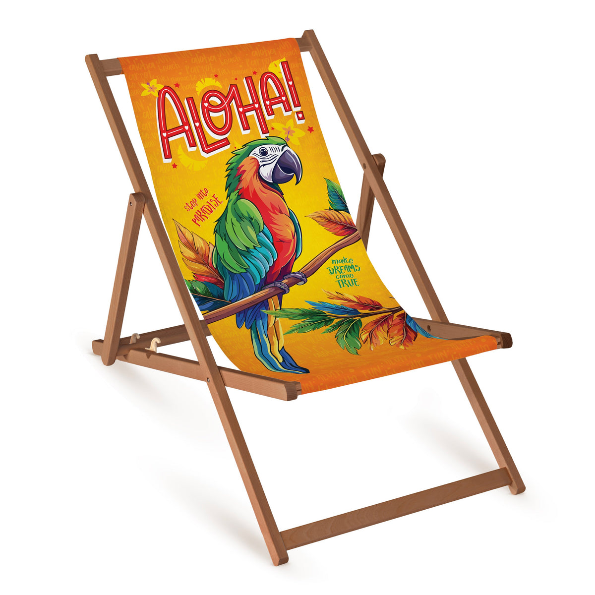 Liegestuhl ALOHA PAPUGA aus Holz – brauner Rahmen
