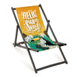 Holz-Liegestuhl Hello Summer Fullprint mit schwarzem Gestell