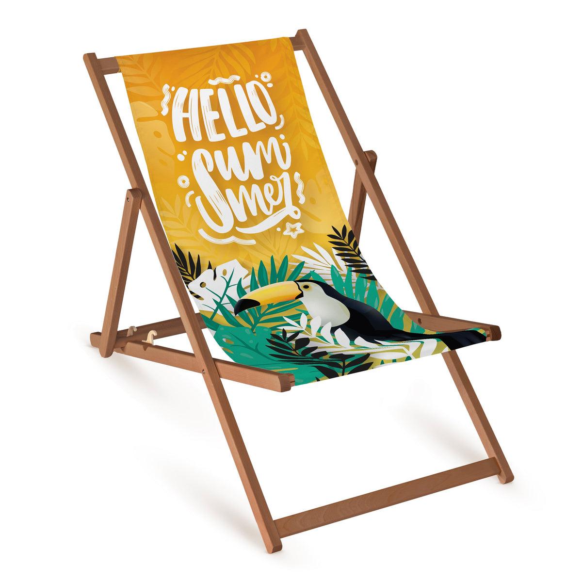 Liegestuhl HELLO SUMMER aus Holz – brauner Rahmen