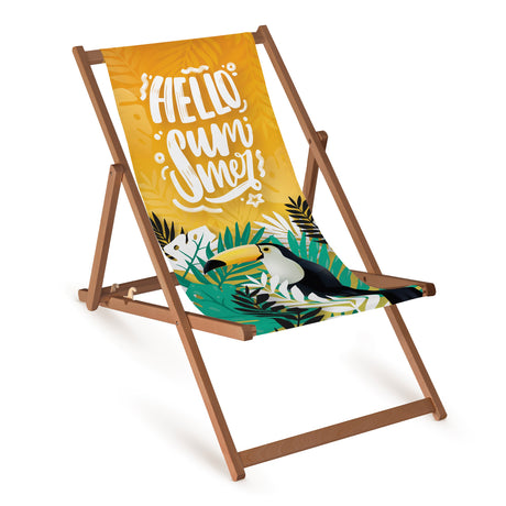 Liegestuhl HELLO SUMMER aus Holz – brauner Rahmen
