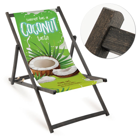 Holz-Liegestuhl Classic Design Fullprint mit schwarzem Gestell