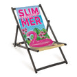 Holz-Liegestuhl Welcome Summer Fullprint mit schwarzem Gestell