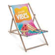 Holz-Liegestuhl Summer Vibes Fullprint mit grauem Gestell
