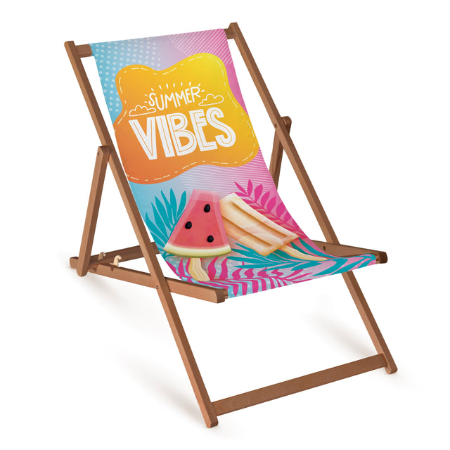 Liegestuhl SUMMER VIBES aus Holz – Braunes Gestell