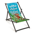 Holz-Liegestuhl World Is Around The Corner Fullprint mit schwarzem Gestell
