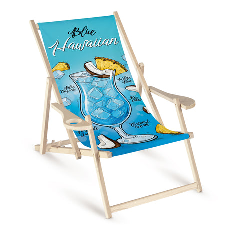Holz-Liegestuhl mit Armlehne BLUE HAWAIIAN