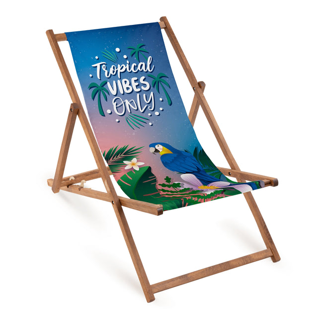 Holzliegestuhl TROPICAL VIBES ONLY - Braunes Gestell