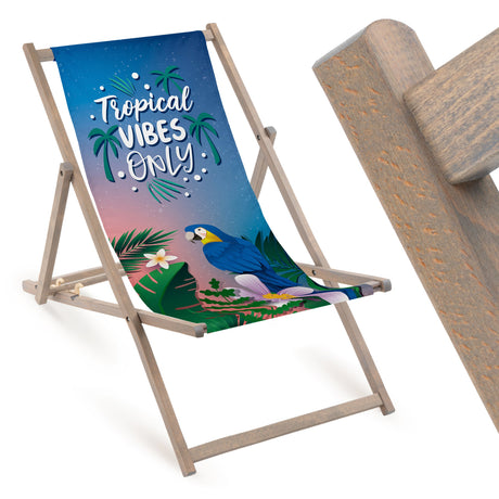 Holzliegestuhl TROPICAL VIBES ONLY - Graues Gestell