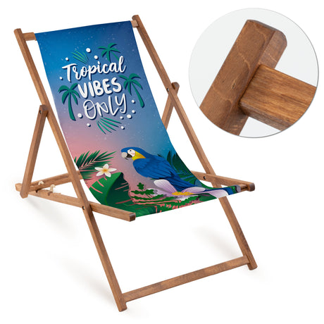Holzliegestuhl TROPICAL VIBES ONLY - Braunes Gestell