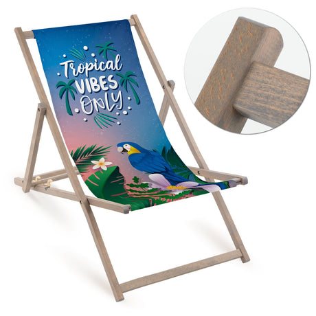 Holzliegestuhl TROPICAL VIBES ONLY - Graues Gestell