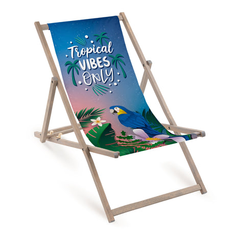 Holzliegestuhl TROPICAL VIBES ONLY - Graues Gestell