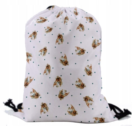 Rucksack aus Polyester mit Retro-Angel-Aufdruck, 33 x 44 cm, Weisse