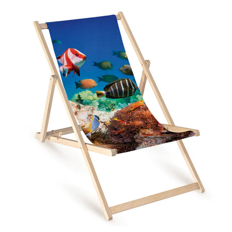 Holzliegestuhl mit Druck Tiere