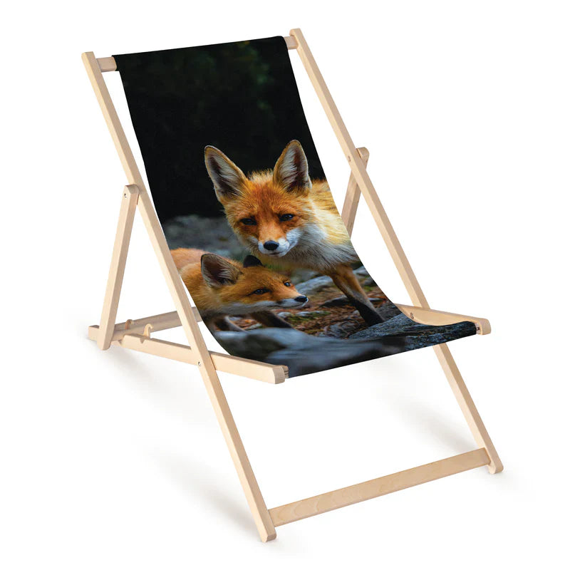 Holzliegestuhl mit Druck TIERE
