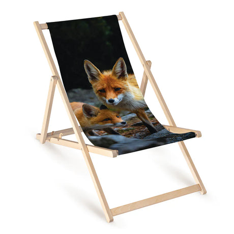 Holzliegestuhl mit Druck Tiere