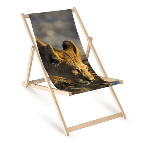 Holzliegestuhl mit Druck Tiere