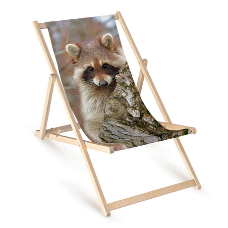 Holzliegestuhl mit Druck Tiere