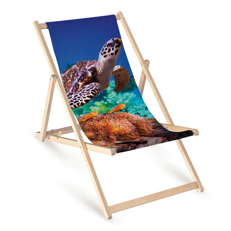 Holzliegestuhl mit Druck Tiere