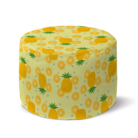 Runder Pouf-Fußhocker Gelbe Ananas