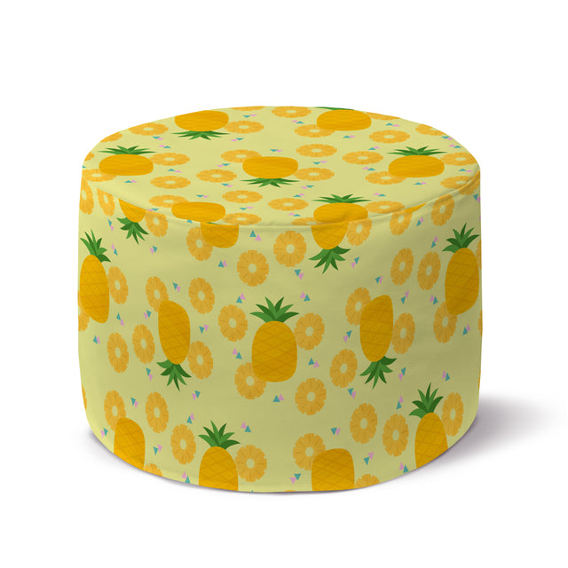 Runder Pouf-Fußhocker Gelbe Ananas