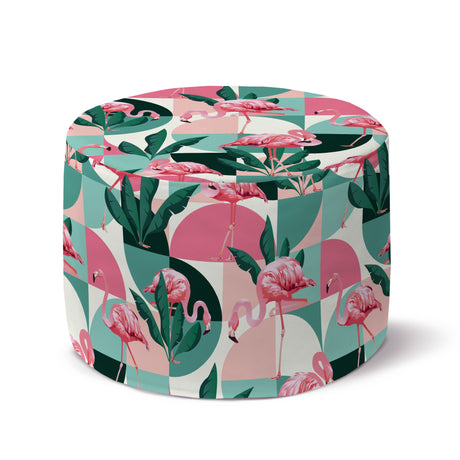 Runder Pouf-Fußhocker Flamingo