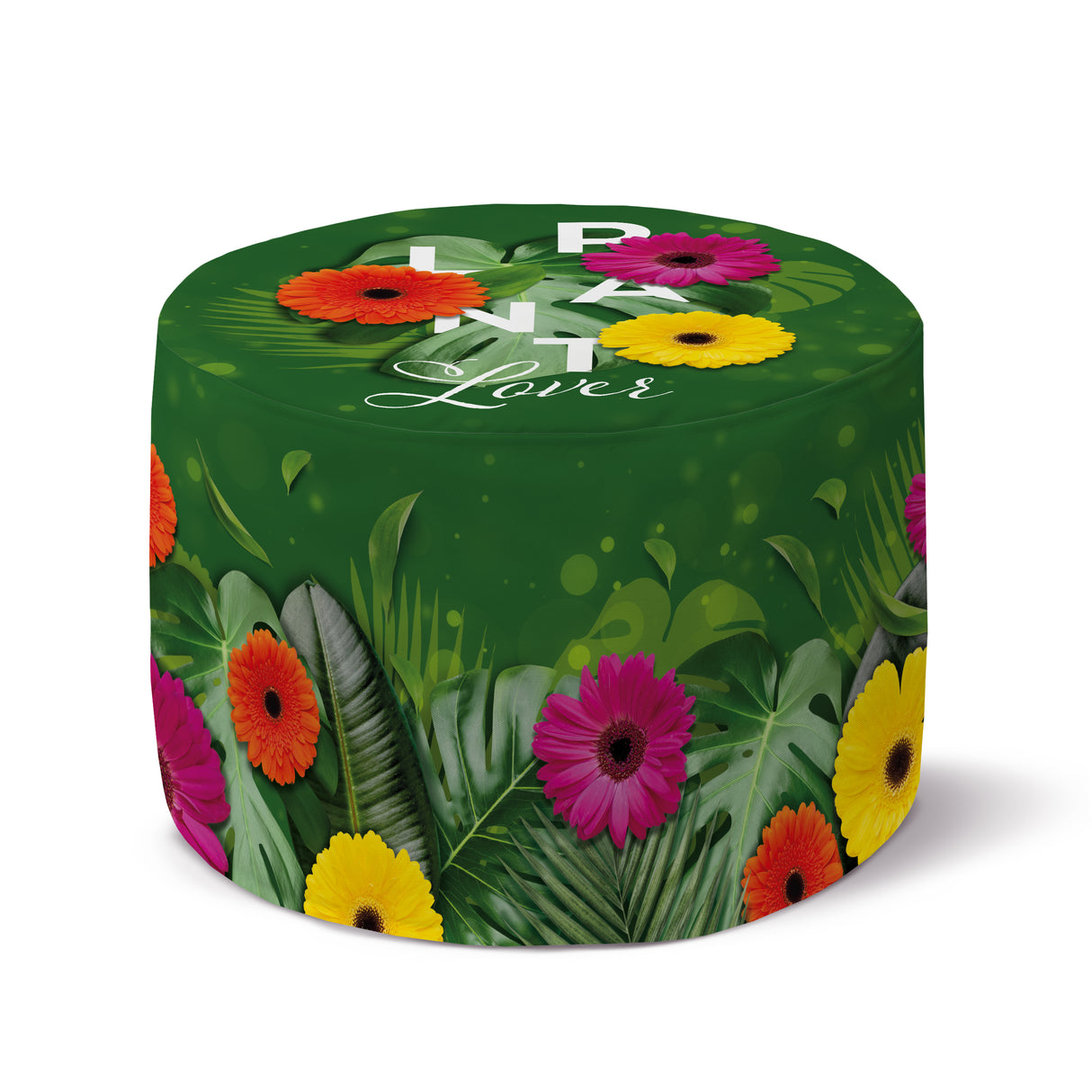 Runder Pouf-Fußhocker Plant Lover