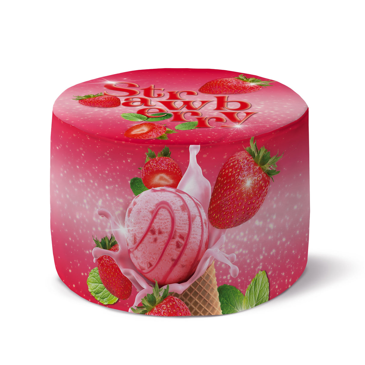 Runder Pouf-Fußhocker Strawberry