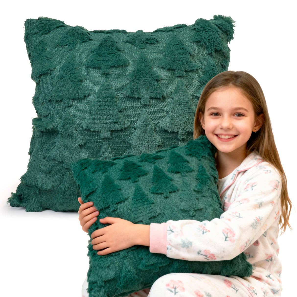 Plüschiges grünes Kissen 45x45cm