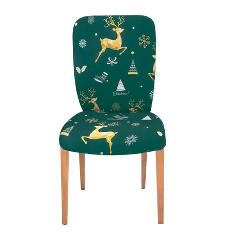 Stuhlhusse mit weihnachtlichem Rentier-Motiv, Grün