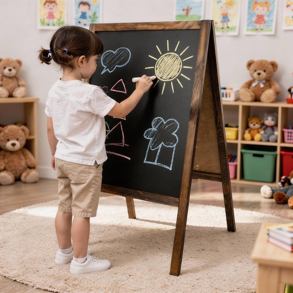 Kundenstopper Werbeständer Doppelseitig Holz Kreidetafel 60x100 cm