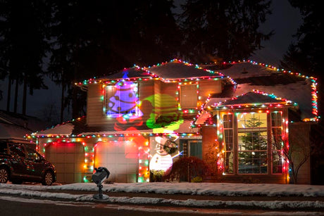 Schwarzer Weihnachtsprojektor mit 12 Dias – für Garten und Innenbereich