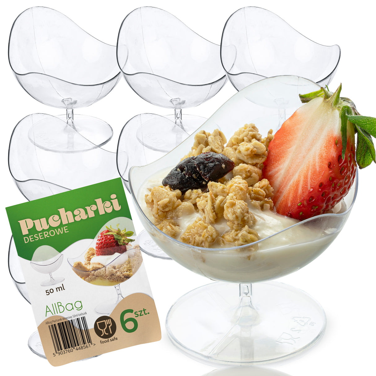 Transparente Dessertbecher aus Kunststoff 50 ml, 6 Stück – für Desserts und Snacks