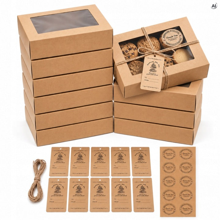 Kraft-Geschenkboxen mit Sichtfenster, 10 Stück