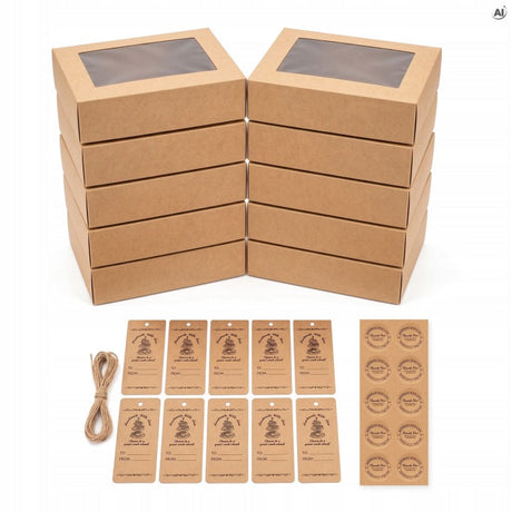 Dekorative Kraftpapier-Verpackungsschachteln mit Sichtfenster 10 Stück