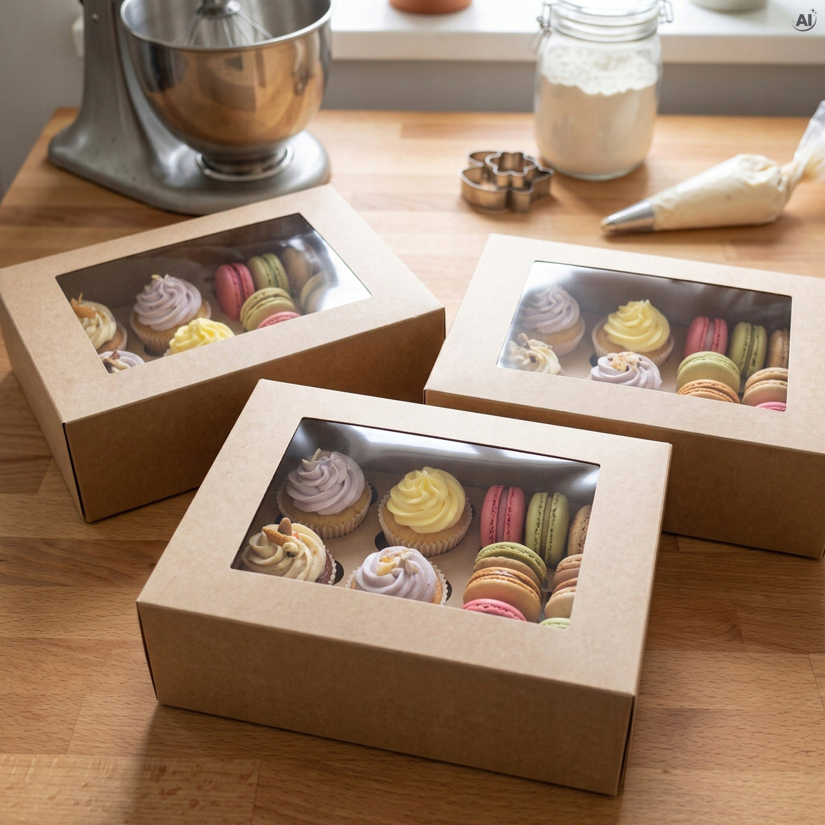 Kraft-Geschenkboxen mit Sichtfenster, 10 Stück