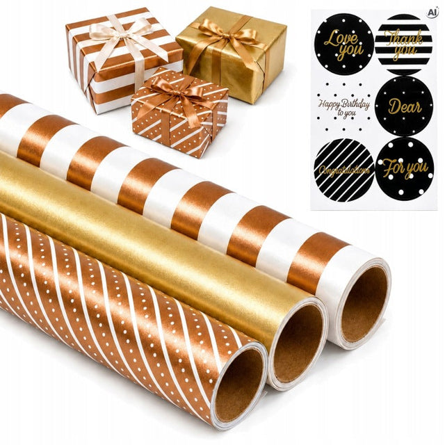Dekoratives Geschenkpapier GOLD-BRAUN