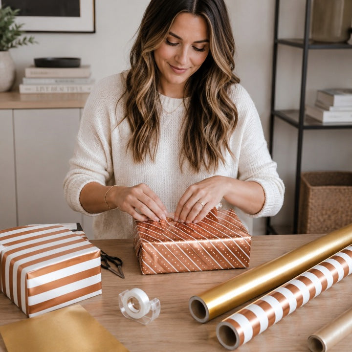 Dekoratives Geschenkpapier GOLD-BRAUN