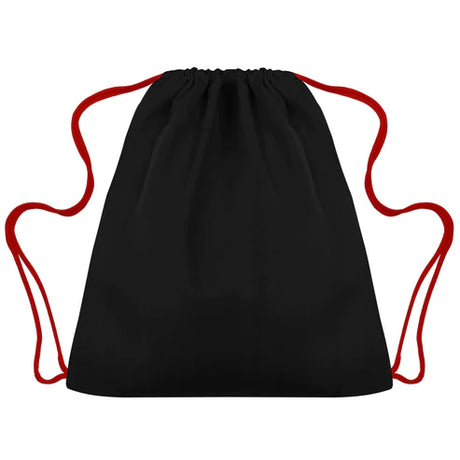 Baumwollrucksäcke schwarz mit roter Schnur 38x42 cm