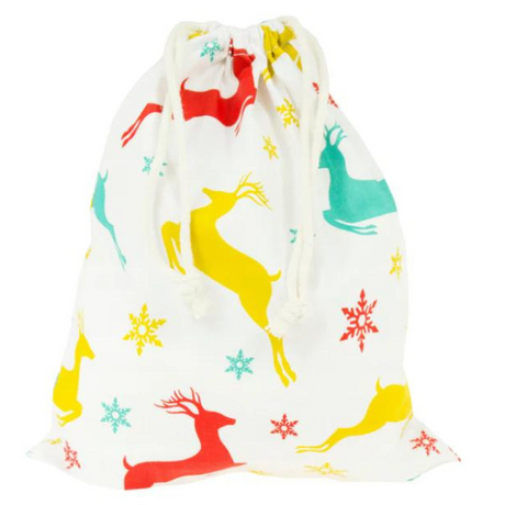 Weihnachts-Baumwollbeutel 30x45cm BUNTE RENTIERE