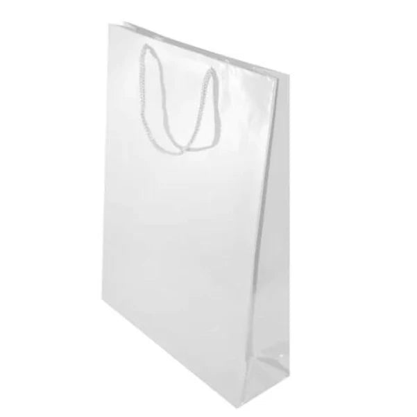 Laminierte Tasche mit Kordelgriff WEISS 300x100x400mm
