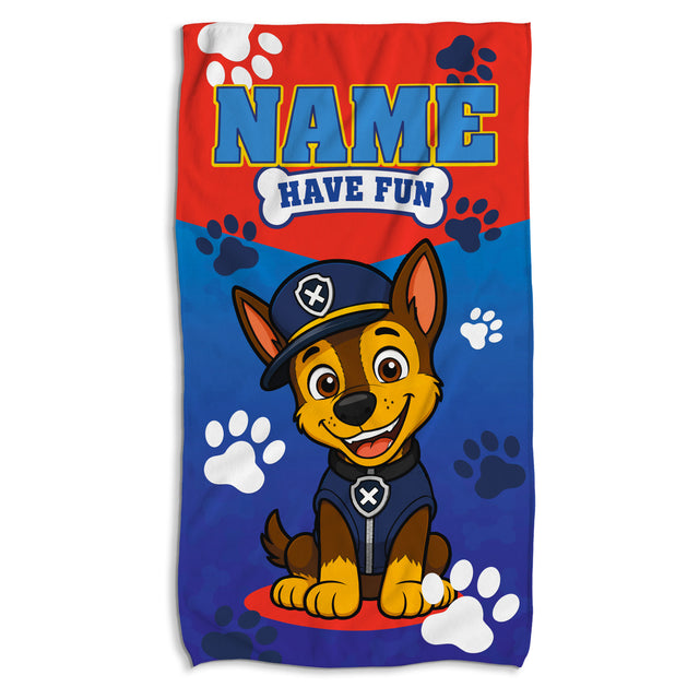 Schnelltrocknendes Strandhandtuch 150x80 cm PAW PATROL + NAME Personalisierbar