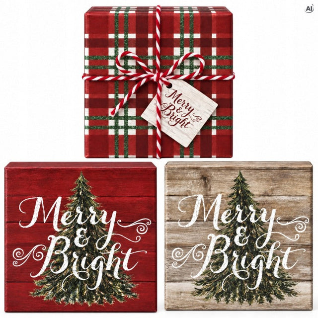 Weihnachts-Geschenkboxen 10 x 10 cm 3 Stück