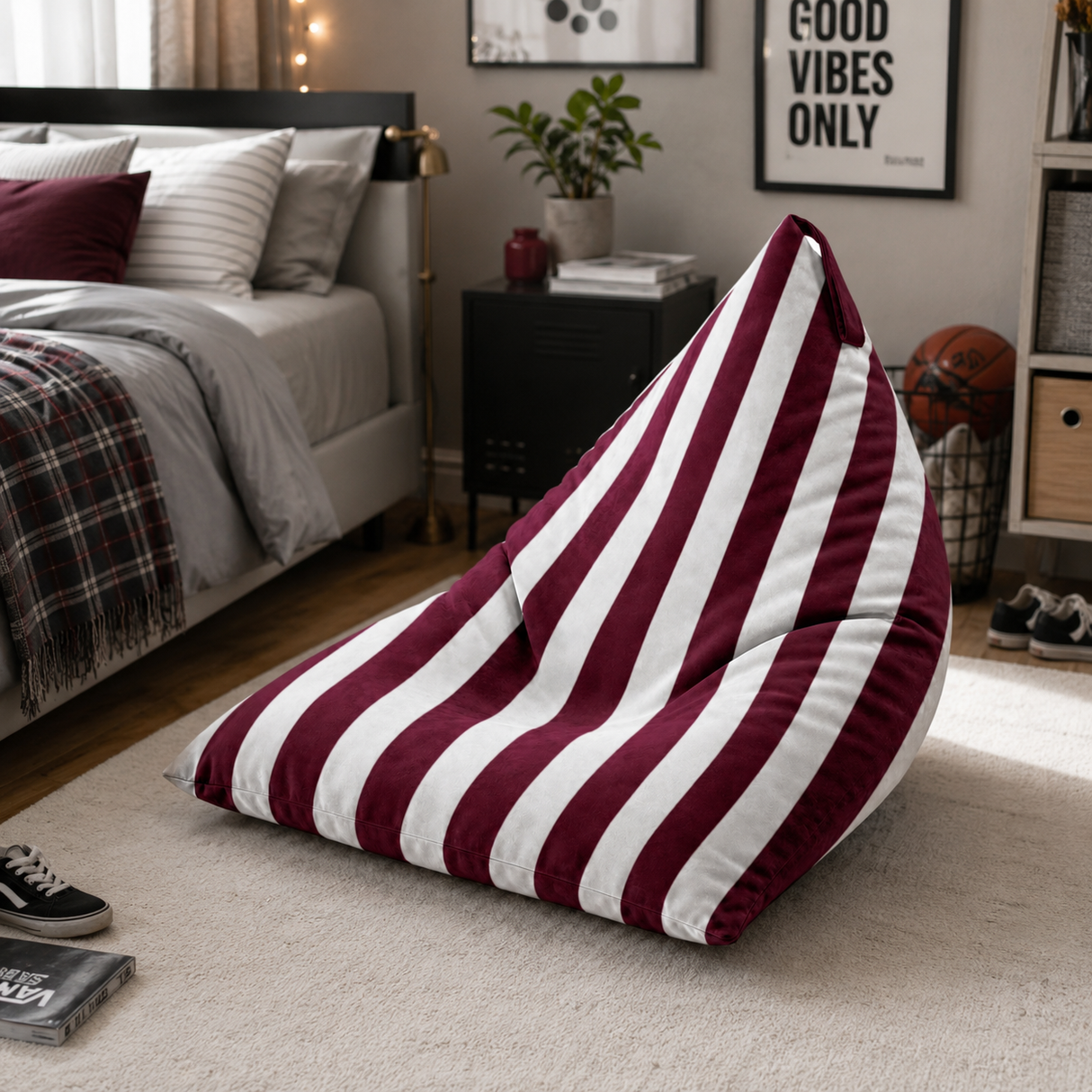 Sitzsack Pillow XXL VELVET Bunt gestreift