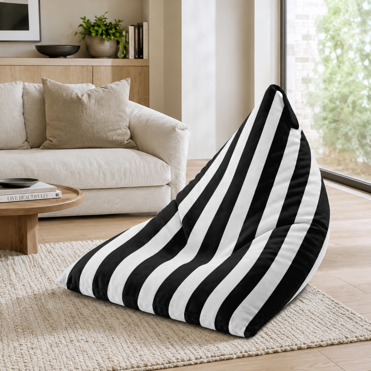 Sitzsack Pillow XXL VELVET Bunt gestreift