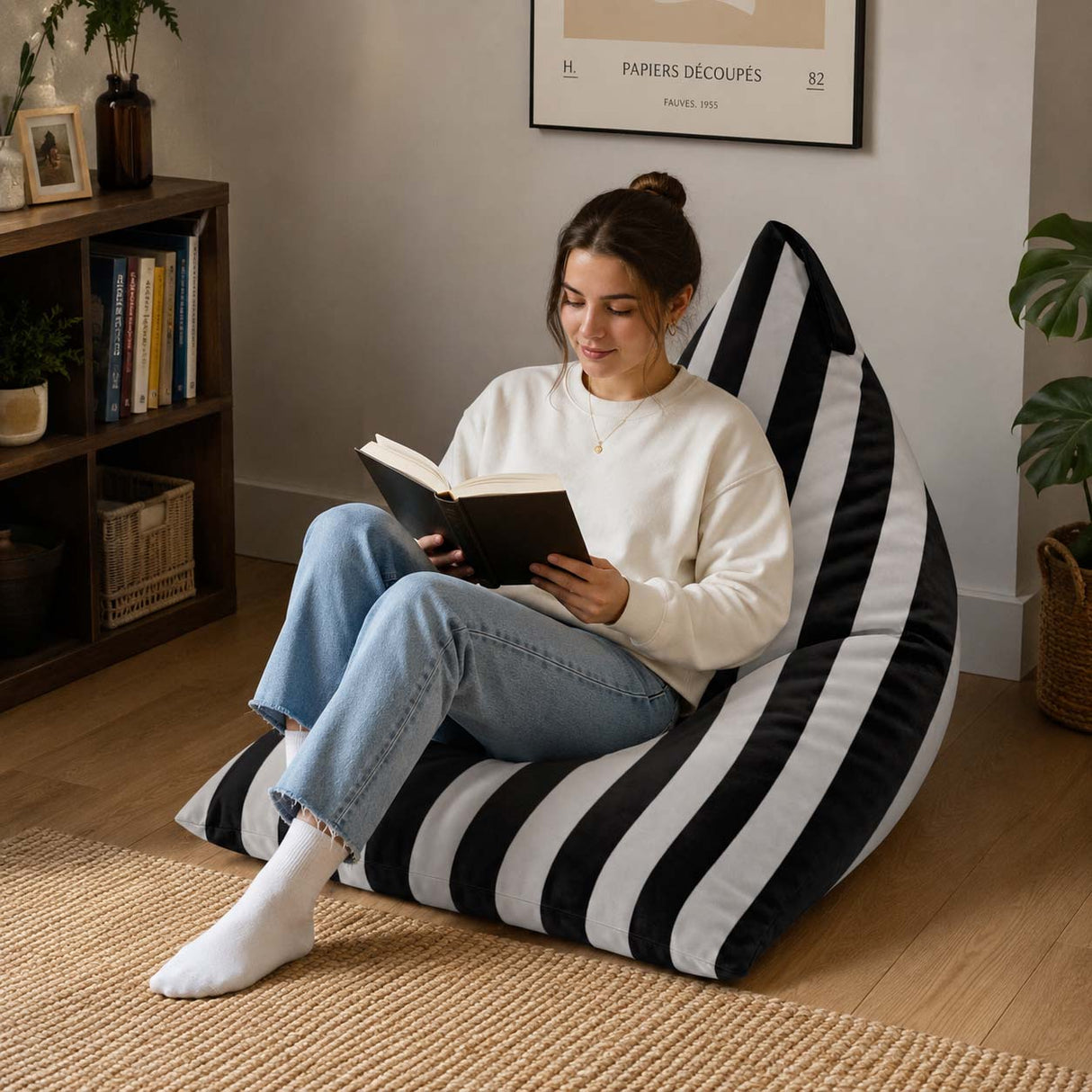Sitzsack Pillow XL VELVET Bunt Gestreift