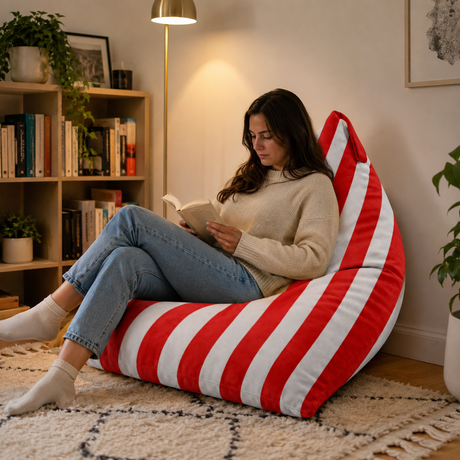 Sitzsack Pillow XL VELVET Bunt Gestreift