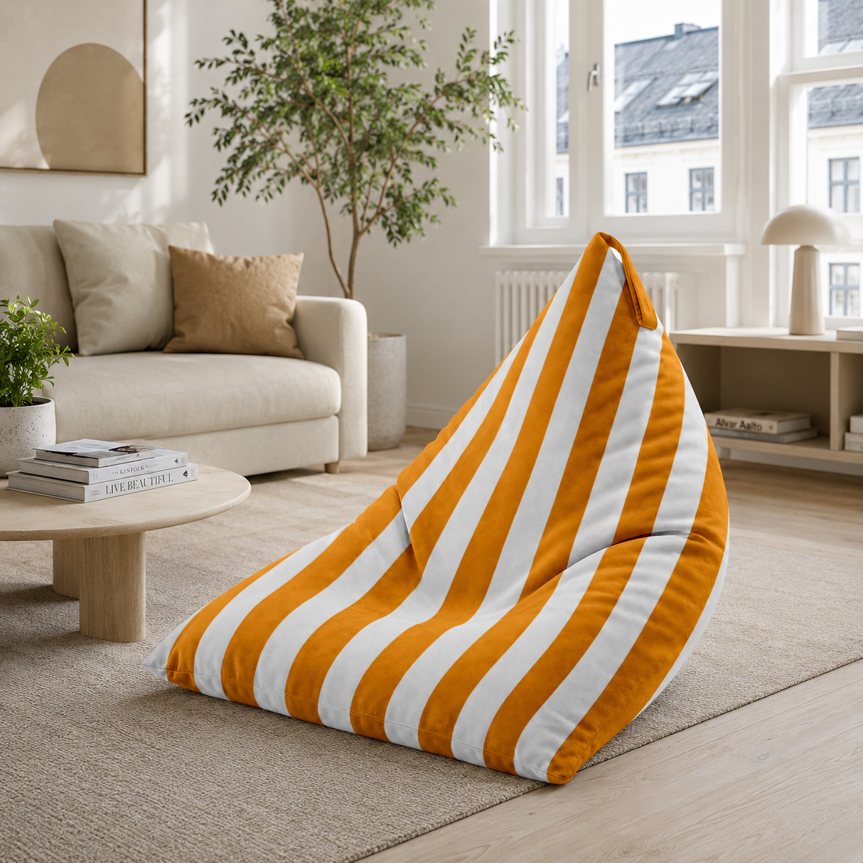 Sitzsack Pillow XXL VELVET Bunt gestreift